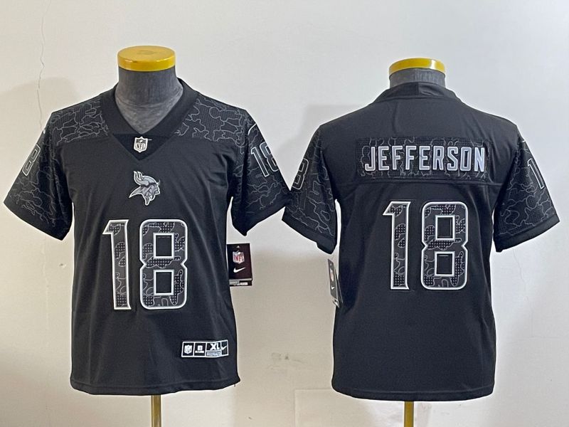 Youth 2025 Minnesota Vikings #18 Jefferson black Nike Limited NFL Jersey style 01